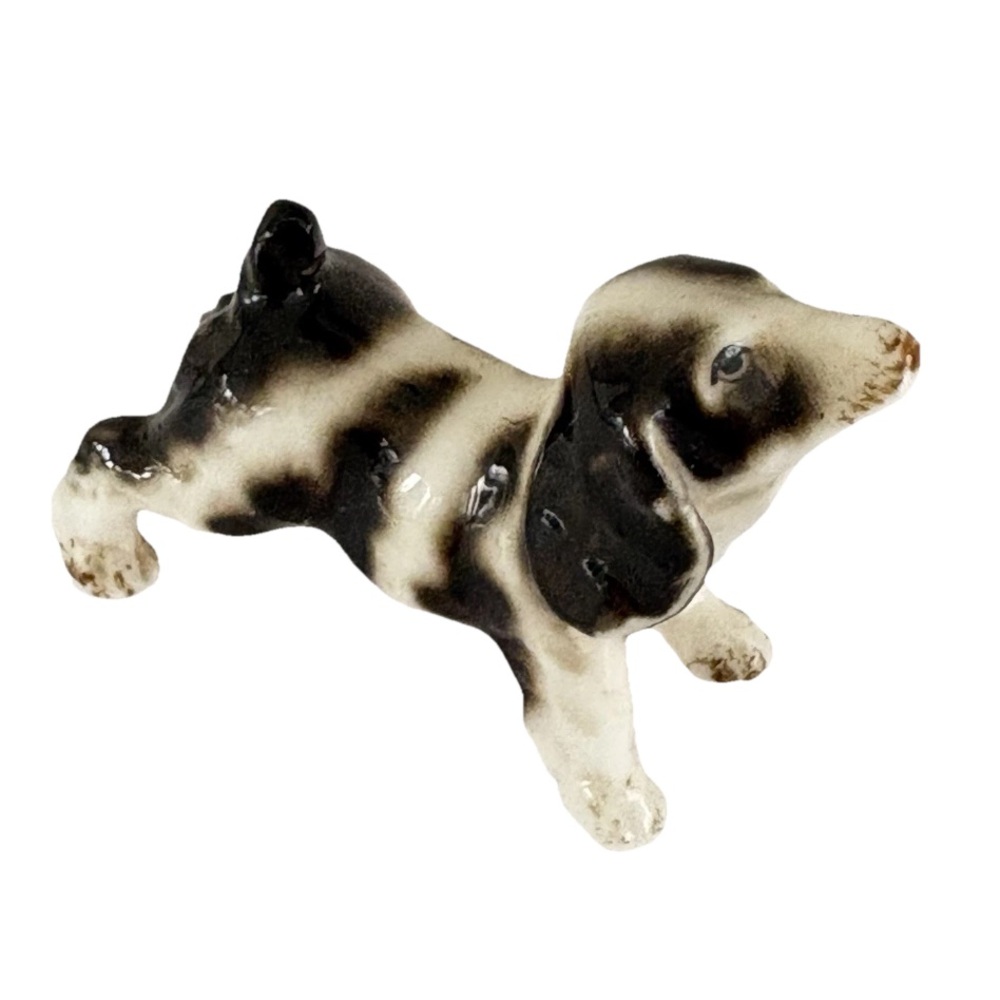 Vintage Miniature Springer Spaniel Porcelain Black and White